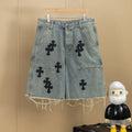 Chrome Hearts light-wash denim shorts