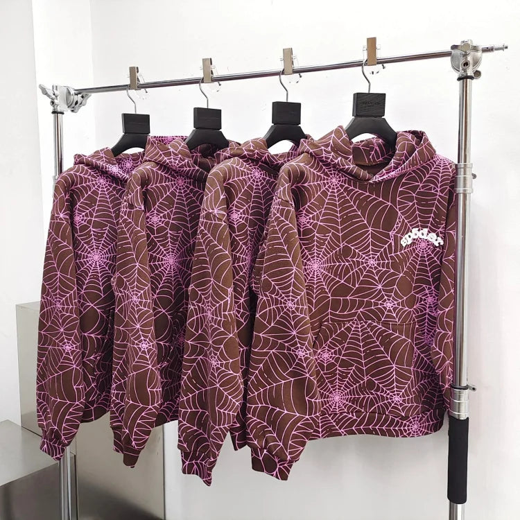 Sp5der AOP Brown Hoodie