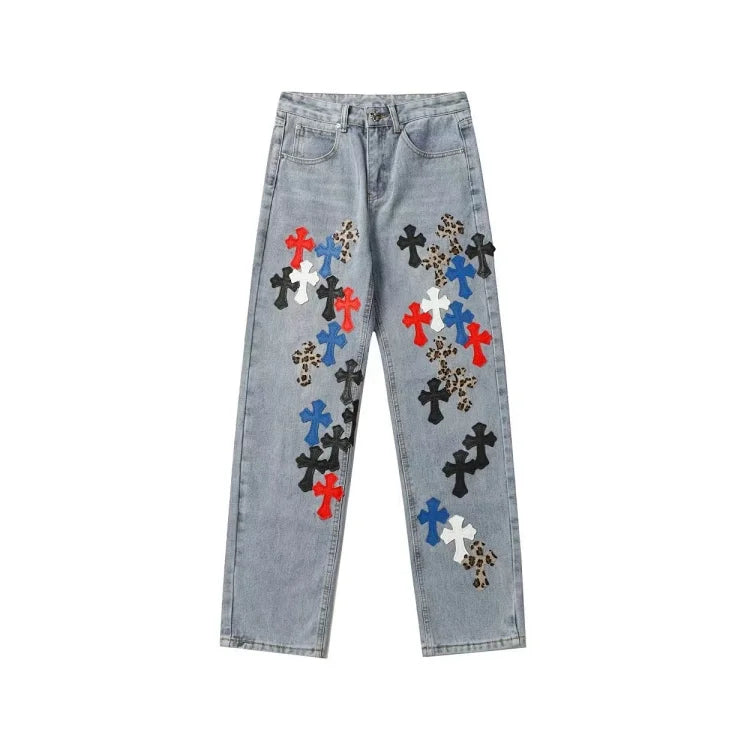 Chrome Hearts light blue straight leg jeans