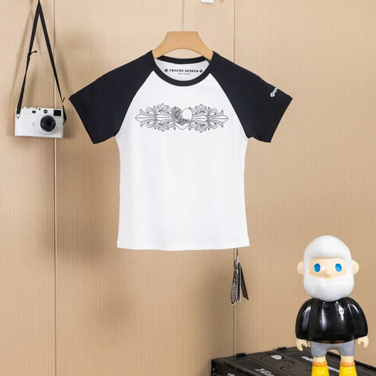 Chrome Hearts SS22 Slim Fit Heart Vine Print Crew Neck White Women's Short-Sleeve T-Shirt.
