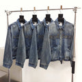 Sp5der light blue washed denim jacket