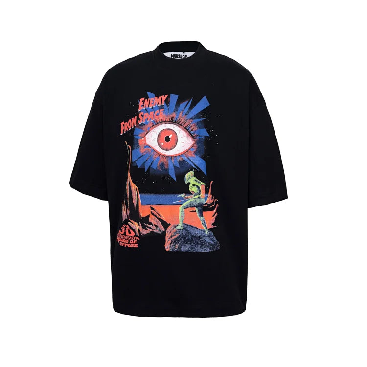 House of Errors Enemy From Space Black Loose-fitting Trendy T-shirt