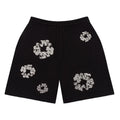 Denim ripped cashmere Swarovski cotton wreath shorts