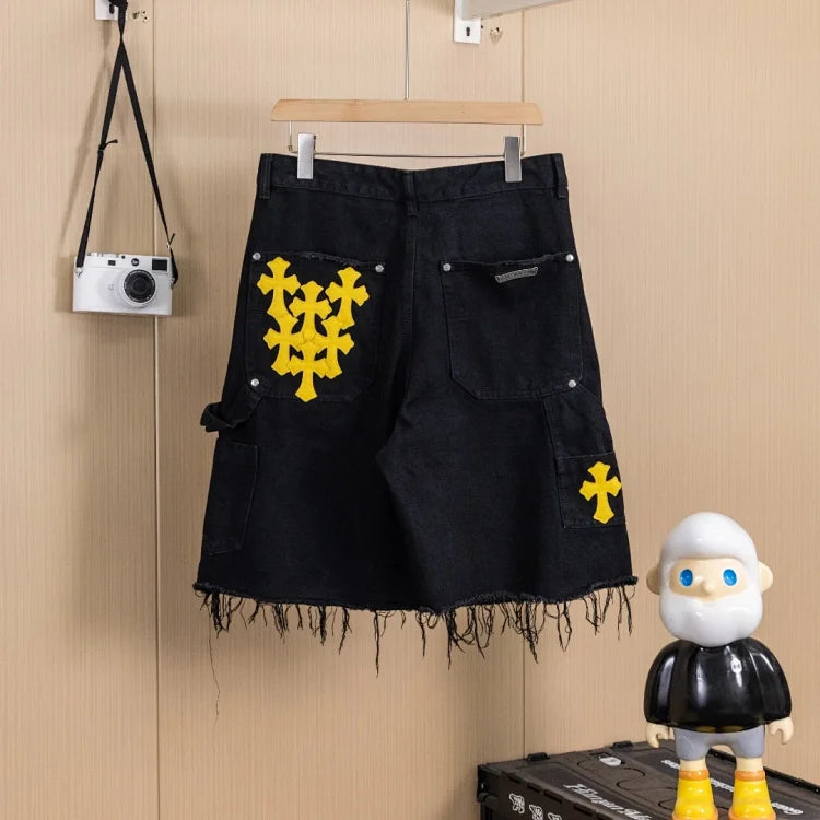 Chrome Hearts black denim shorts