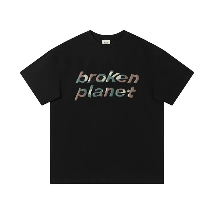 Broken Planet Camo Logo Black T-shirt