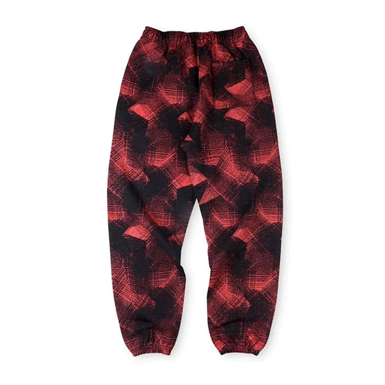 Sp5der Plaid Splatt Black and Red Plaid Sweatpants