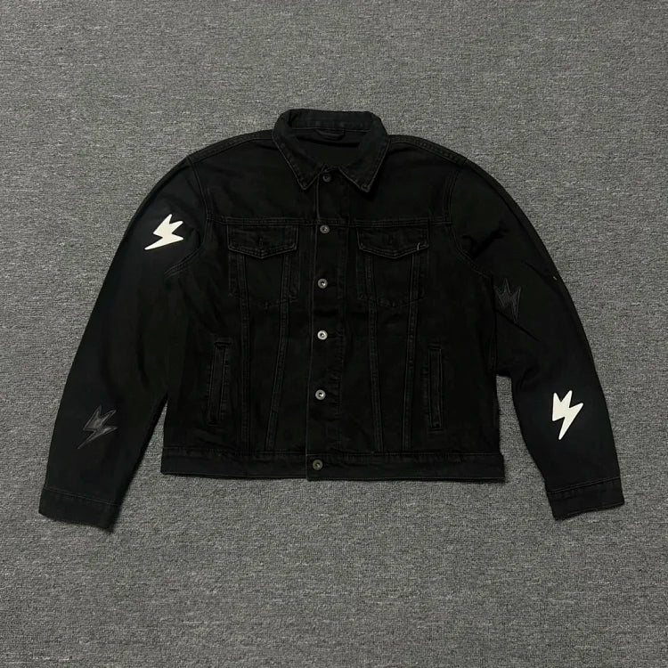Amexnocap brand black unisex retro denim jacket