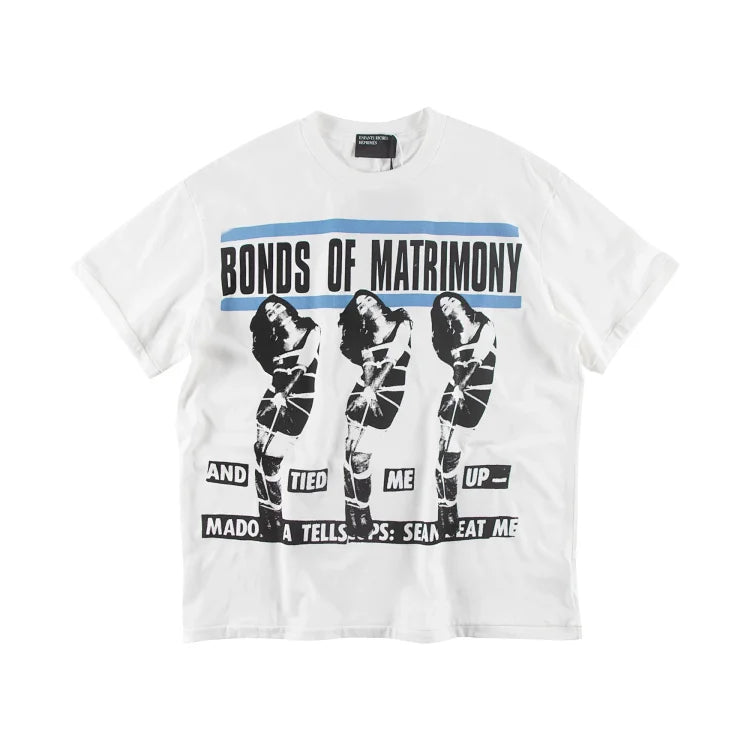 White T-shirt with the words   Enfants Riches D¨¦prim¨¦s Bonds Of Matrimony