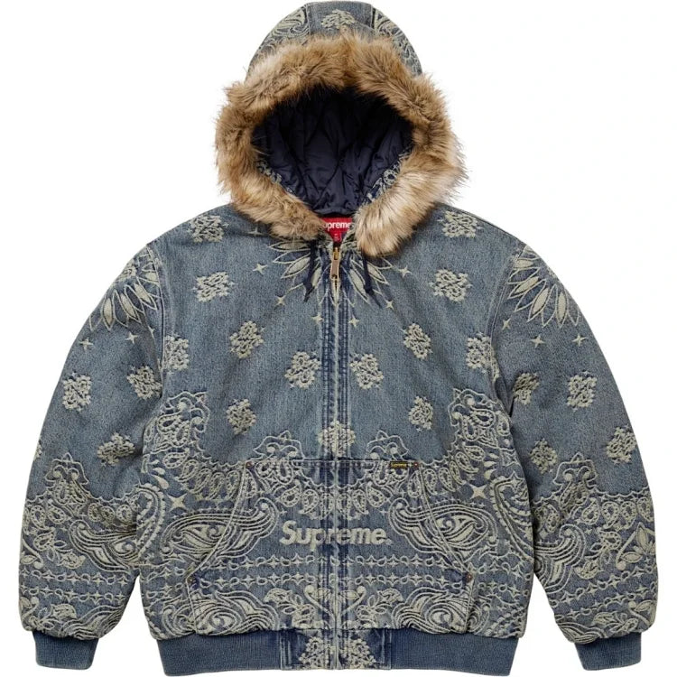 Supreme Bandana Jacquard Denim Hooded Work Jacket