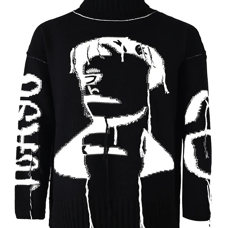 MM6 Maison Margiela black and white wool knit sweater