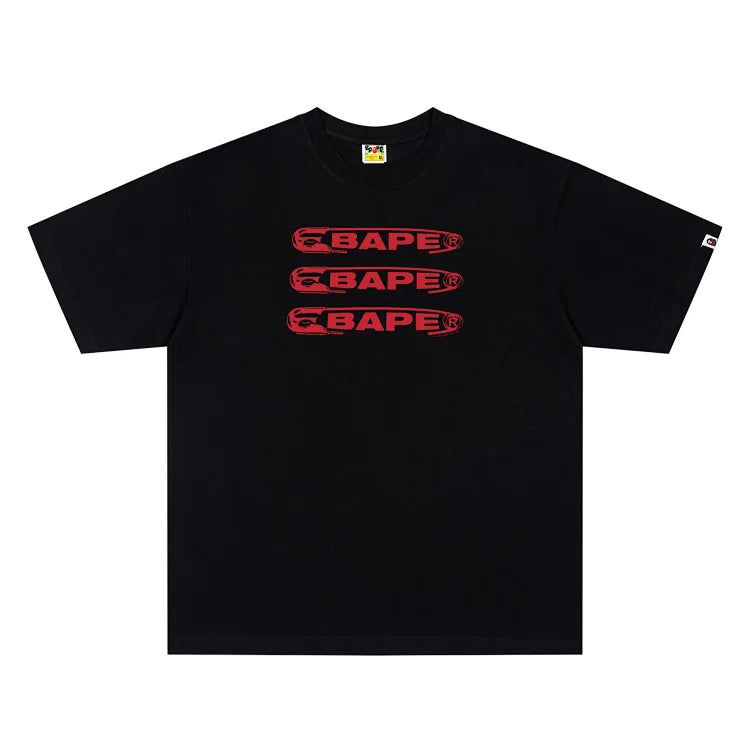 A Bathing Ape (BAPE) Pin Logo Relaxed Fit Tee Black Short-Sleeve T-Shirt