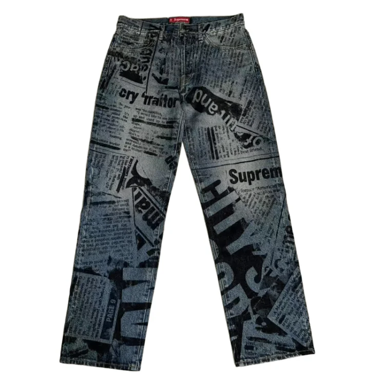 Supreme Regular Jean Newspaper Trendy Jeans