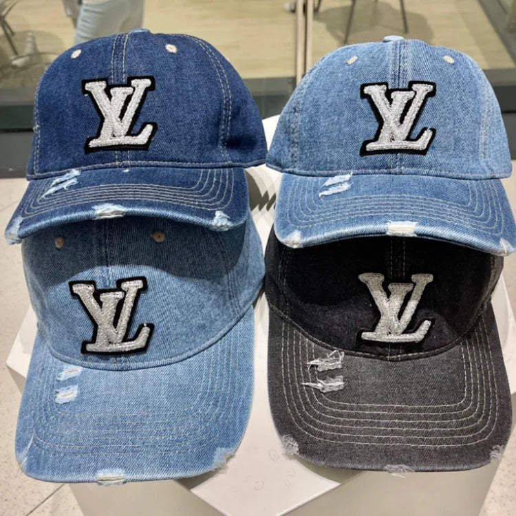 Louis Vuitton distressed denim baseball cap