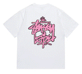 White A Bathing Ape x Stussy collaboration logo T-shirt