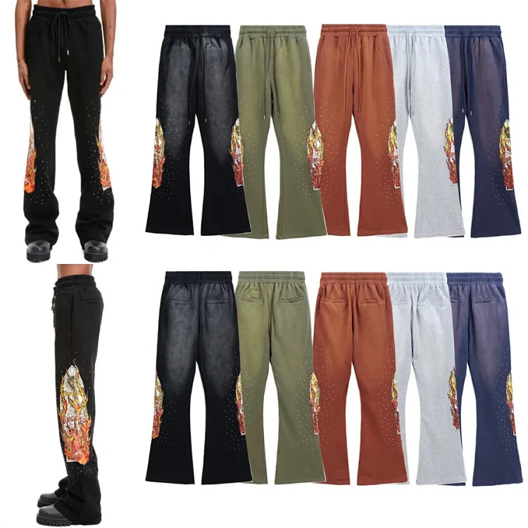 Who Decides War Flame Rhinestone Pants