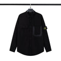 Black Stone Island cotton stretch satin shirt