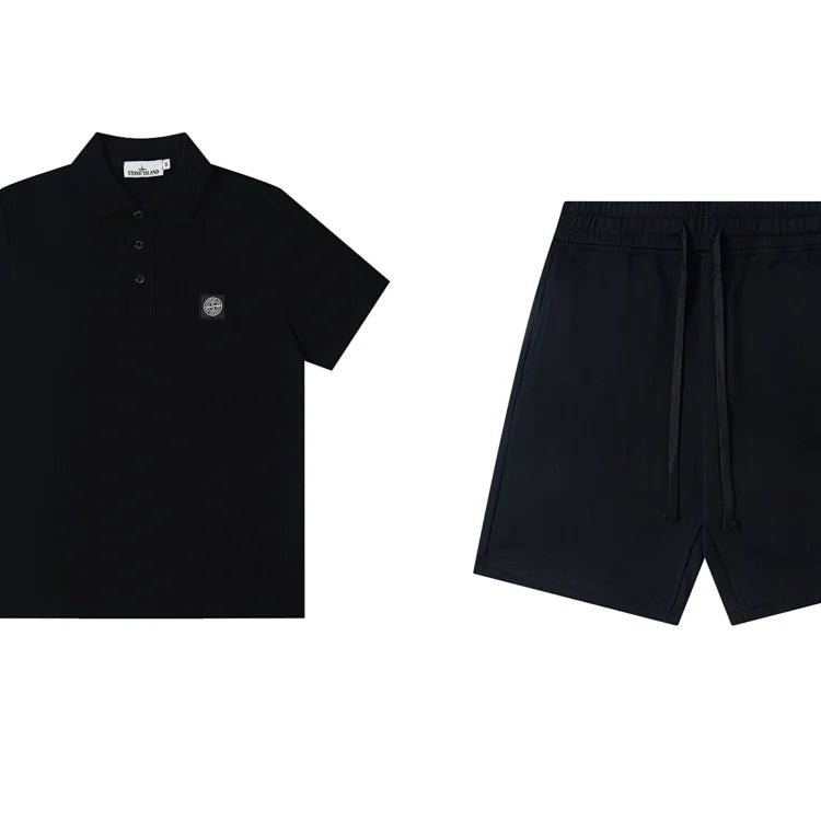 Black Stone Island cotton-blend piqu¨¦ polo shirt