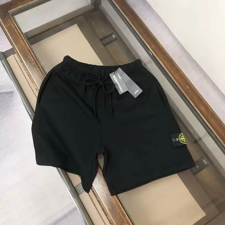 Black Stone Island Cotton Fleece Shorts