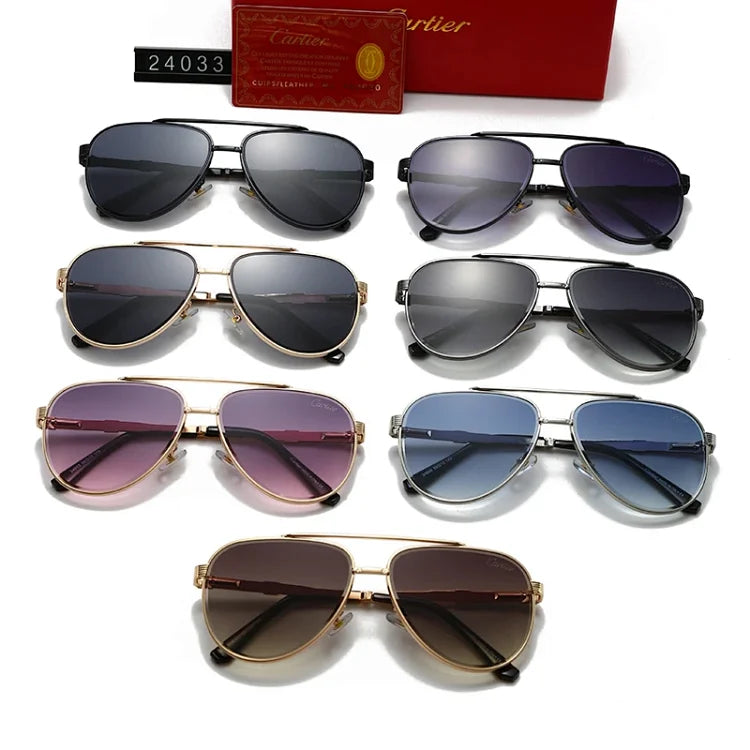 gold-framed Santos de Cartier aviator sunglasses