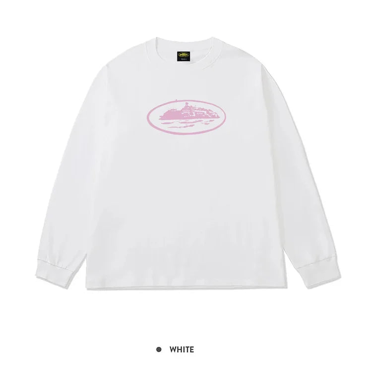 White Corteiz OG Island Long-Sleeve T-Shirt