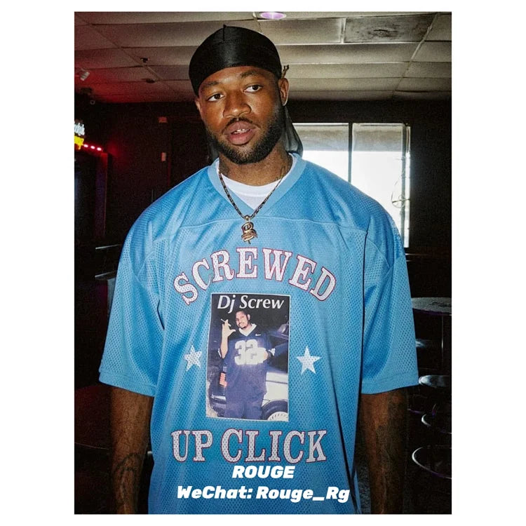 Light blue Supreme DJ Screw rugby jersey