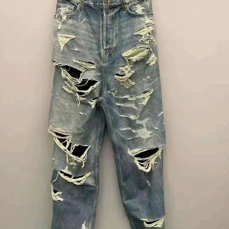 Balenciaga Ripped Baggy Jeans