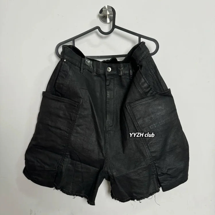 Rick Owens Drkshdw Black Waxed Stefan Cargo Shorts