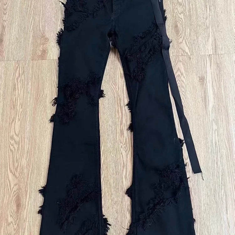 Rick Owens DRKSHDW Black Ripped Tyrone Bootcut Jeans