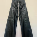 Rick Owens Drkshdw Double Cargo Jumbo Belas Black Leather Pants