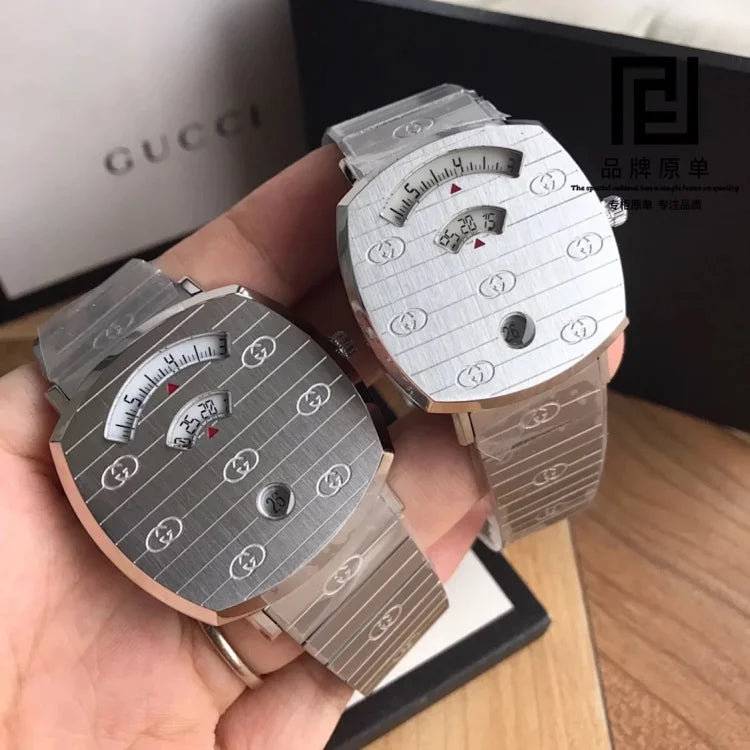 Silver stainless steel Gucci Grip watch