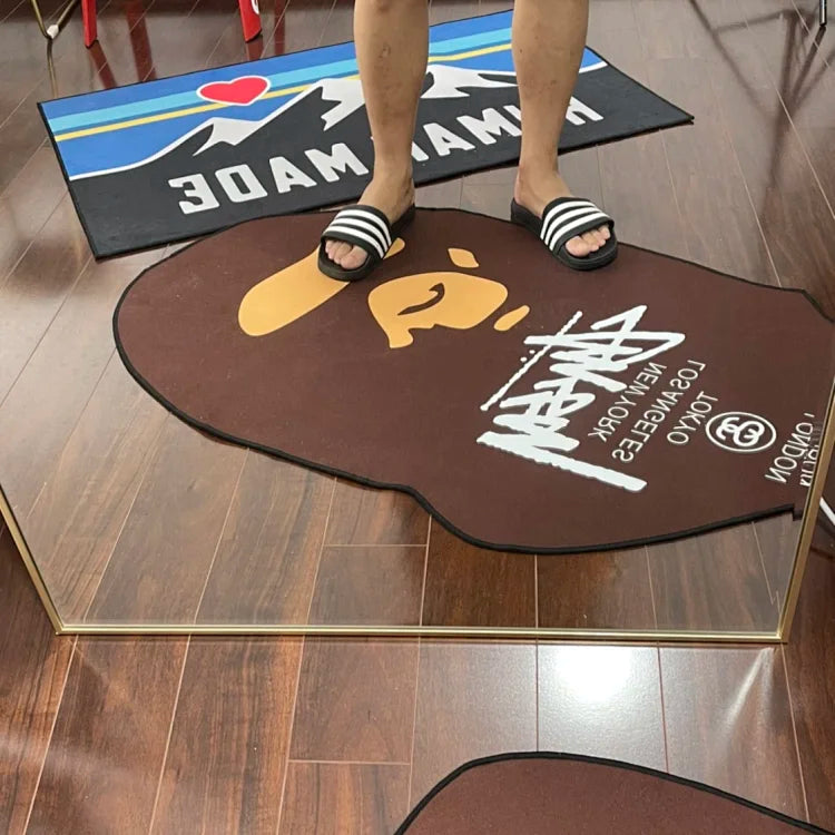 Brown A Bathing Ape (BAPE)  Ape Head  shaped rug