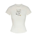 SKIMS logo cutout T-shirt with  Marble Happy Sheep  design