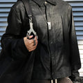 Rick Owens' black leather jacket