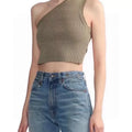 Jacquemus La Maille Ascu cropped one-shoulder top