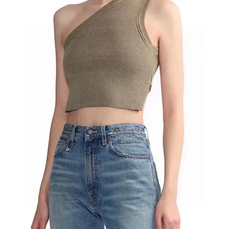Jacquemus La Maille Ascu cropped one-shoulder top
