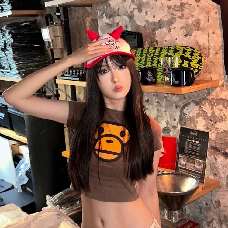 Brown A Bathing Ape Baby Milo cropped T-shirt