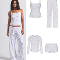 KIMS rhinestone snowflake cutout pajama pants and matching camisole