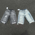 Thug Club ripped knee washed grey denim shorts