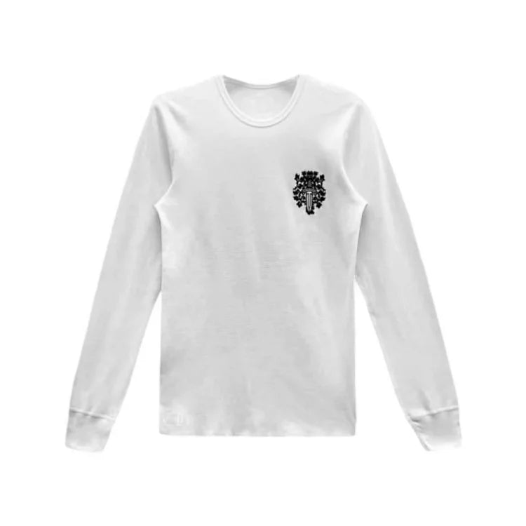 White Chrome Hearts Dagger Logo Waffle Thermal Long-Sleeve T-Shirt