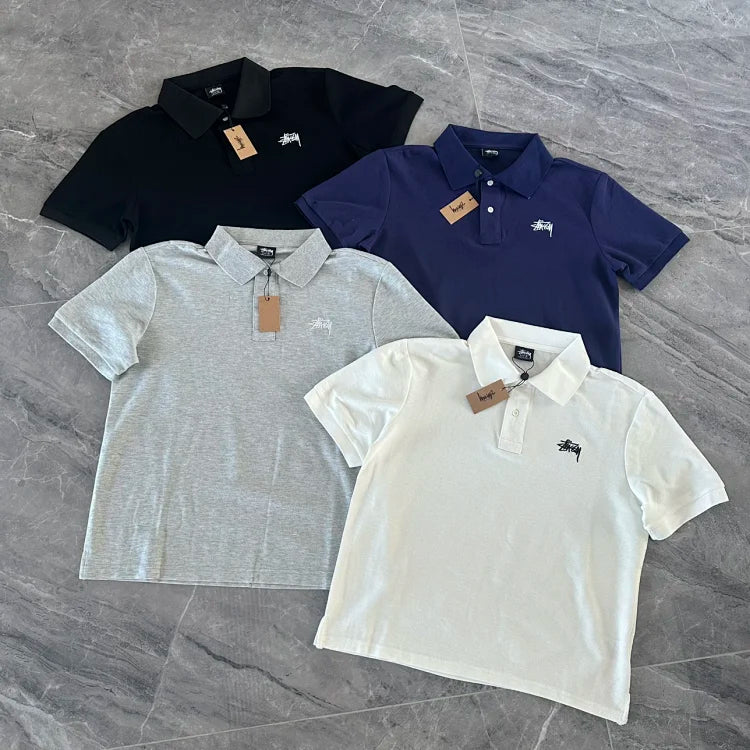 White Stussy polo shirt