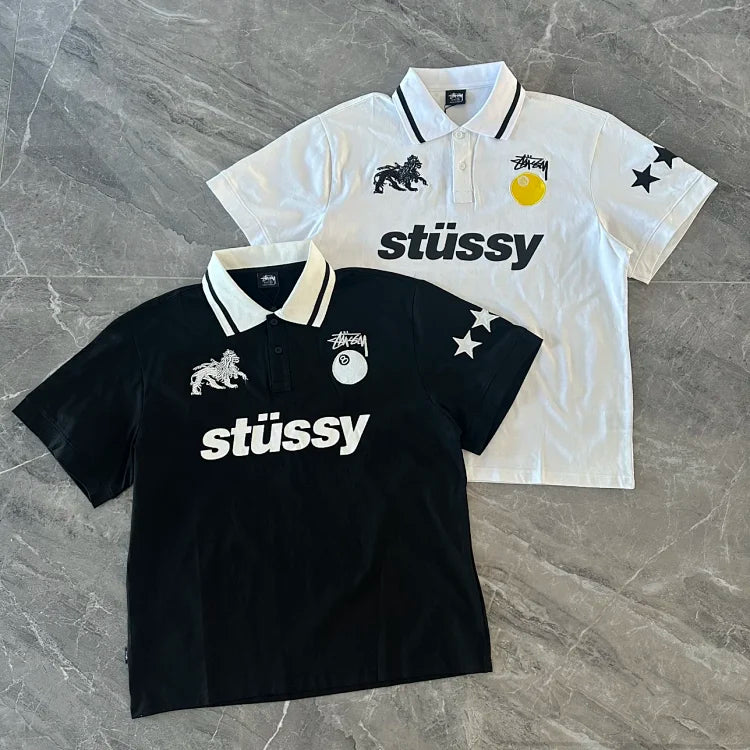 St¨¹ssy black and white soccer polo shirt