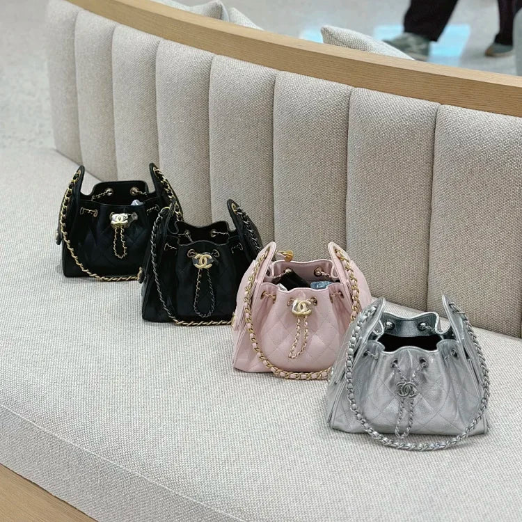 Pink Chanel 25 mini bucket bag