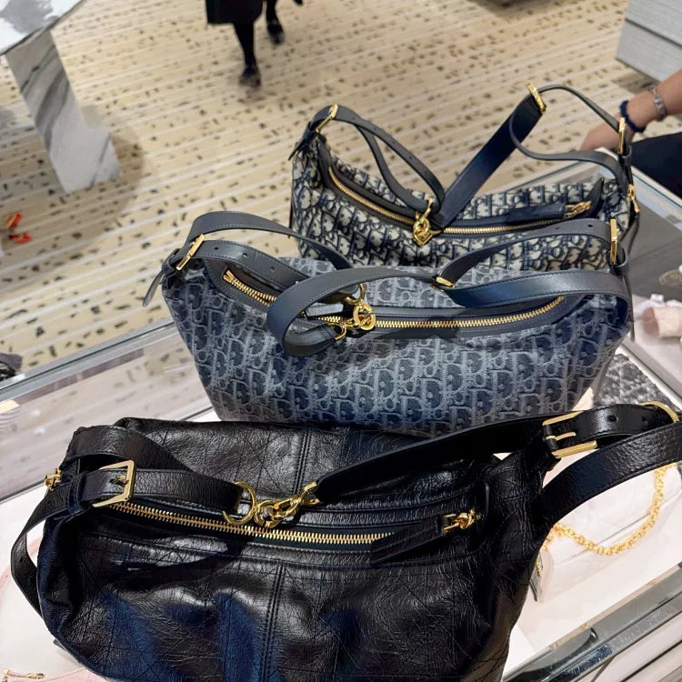 Dior D-Journey blue Oblique jacquard canvas Hob bag