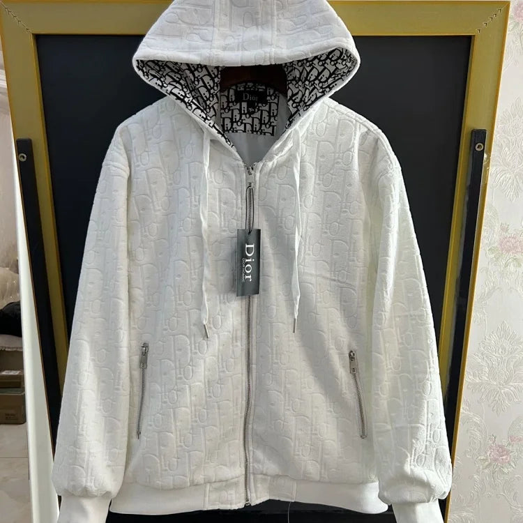 White Dior Oblique jacquard hooded jacket