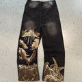 Vescartes Heavens Eclipse Embroidered Loose-fitting Jeans