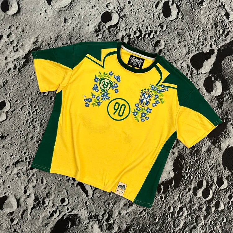 Yellow-green Vescartes   Brasil '90   Oversized Organic Cotton T-Shirt
