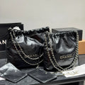 Chanel 22 Black Leather Shoulder Bags