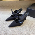 Saint Laurent black Barbara satin bow mules