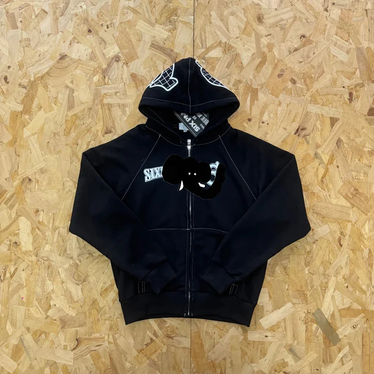 6PM x True Religion Collaboration Black Zip-Up Hoodie