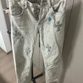Chrome Hearts Silver Leather Patch Jeans
